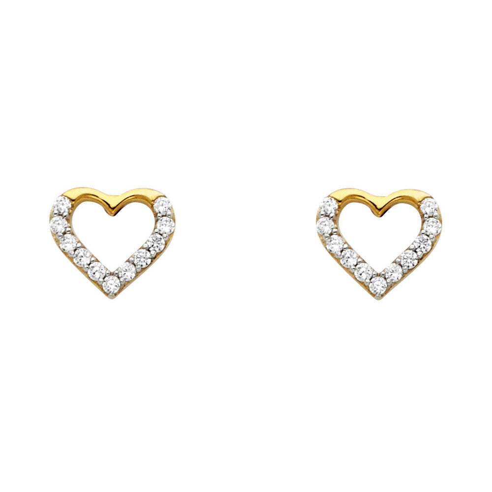 14k solid gold petite heart cz earring