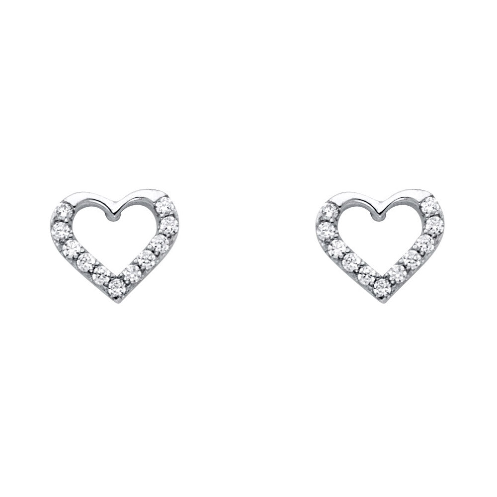 14k solid gold petite heart cz earring