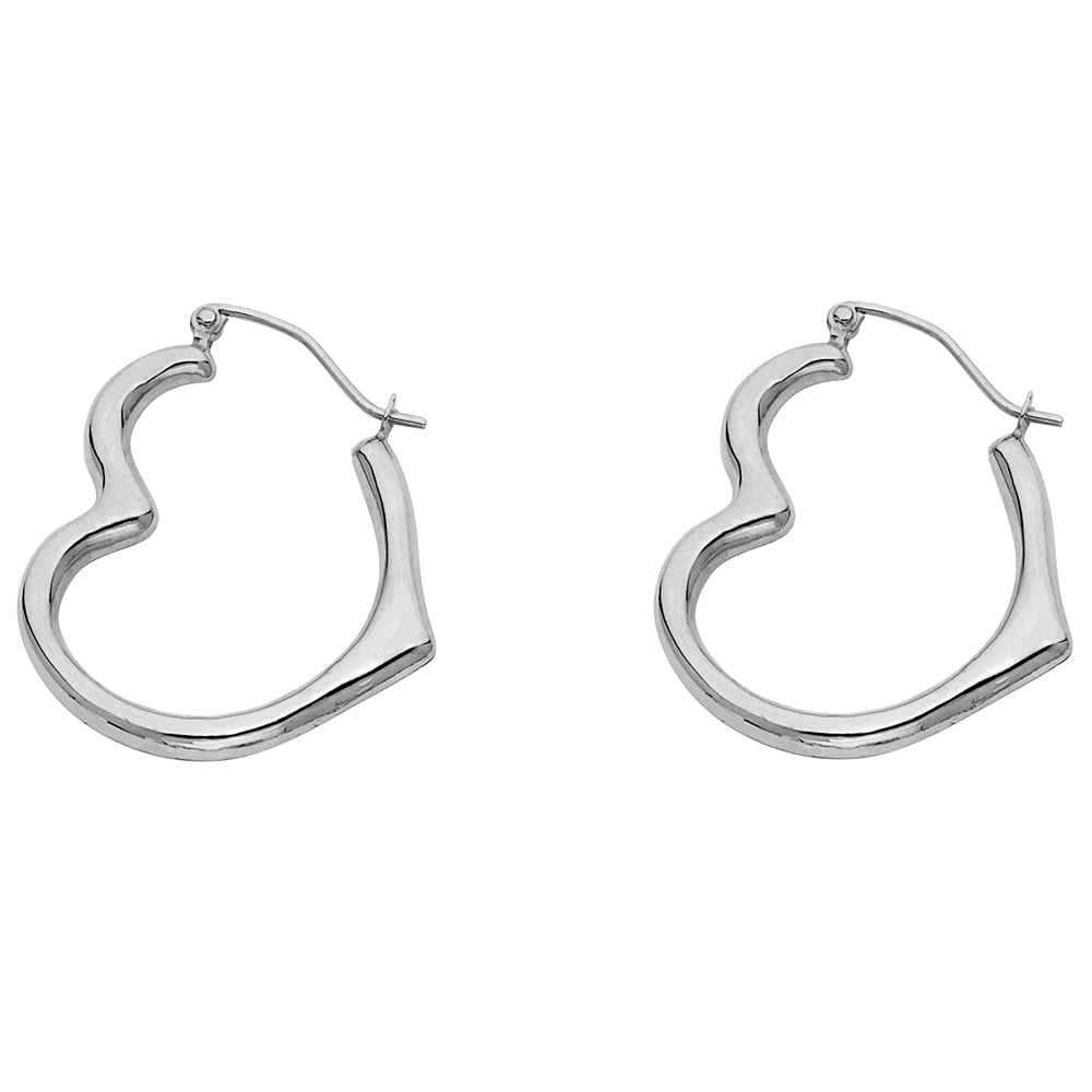 14K Solid Gold Angled Heart 3MM Earring