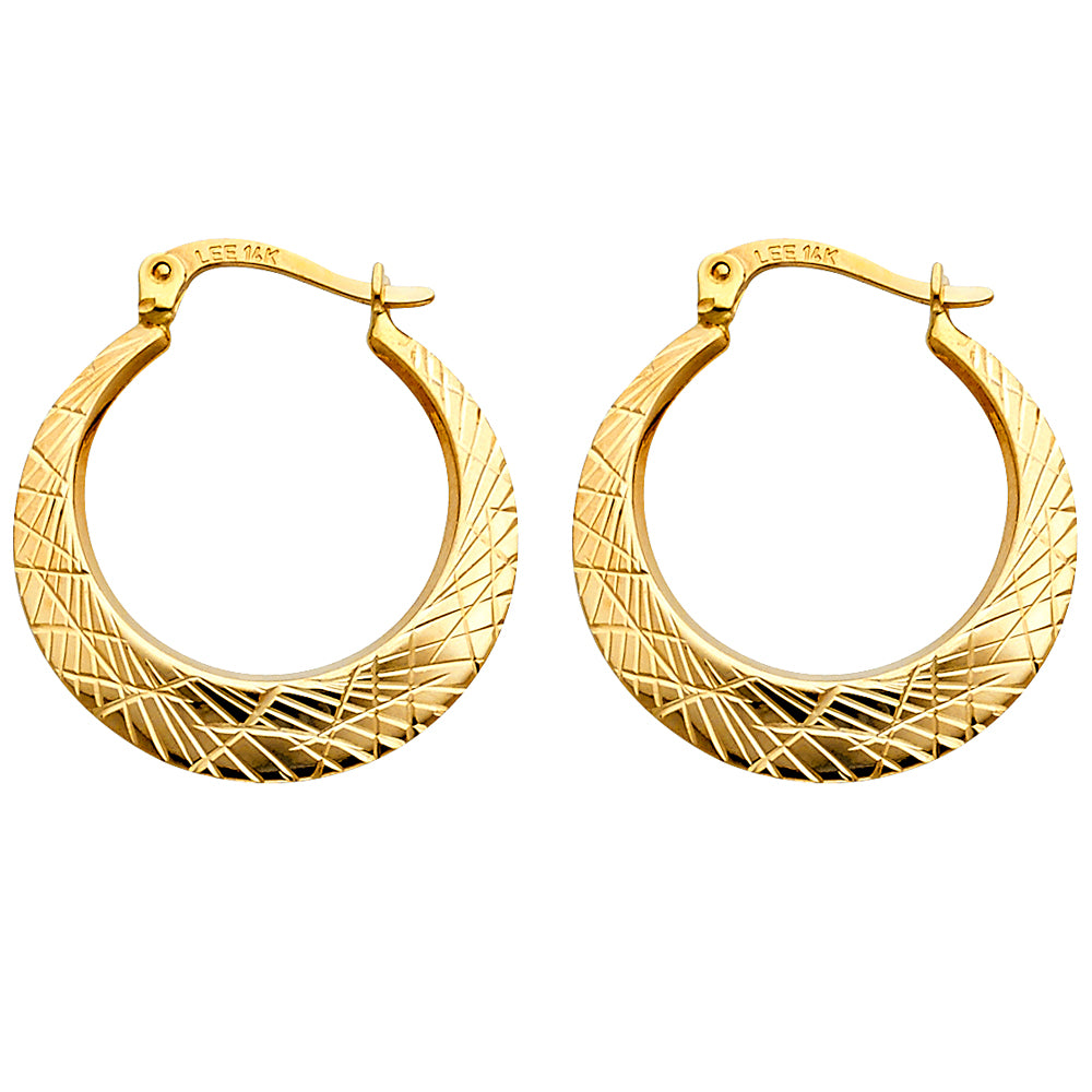 14k solid diamond cut hoop earrings 2.5mm