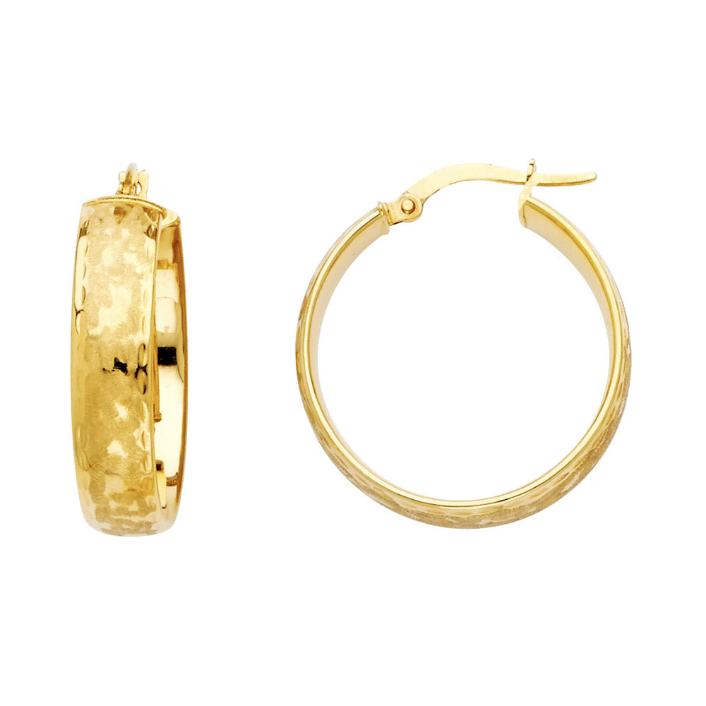 Aretes tipo argolla huecos de oro macizo de 14 k (6 mm)