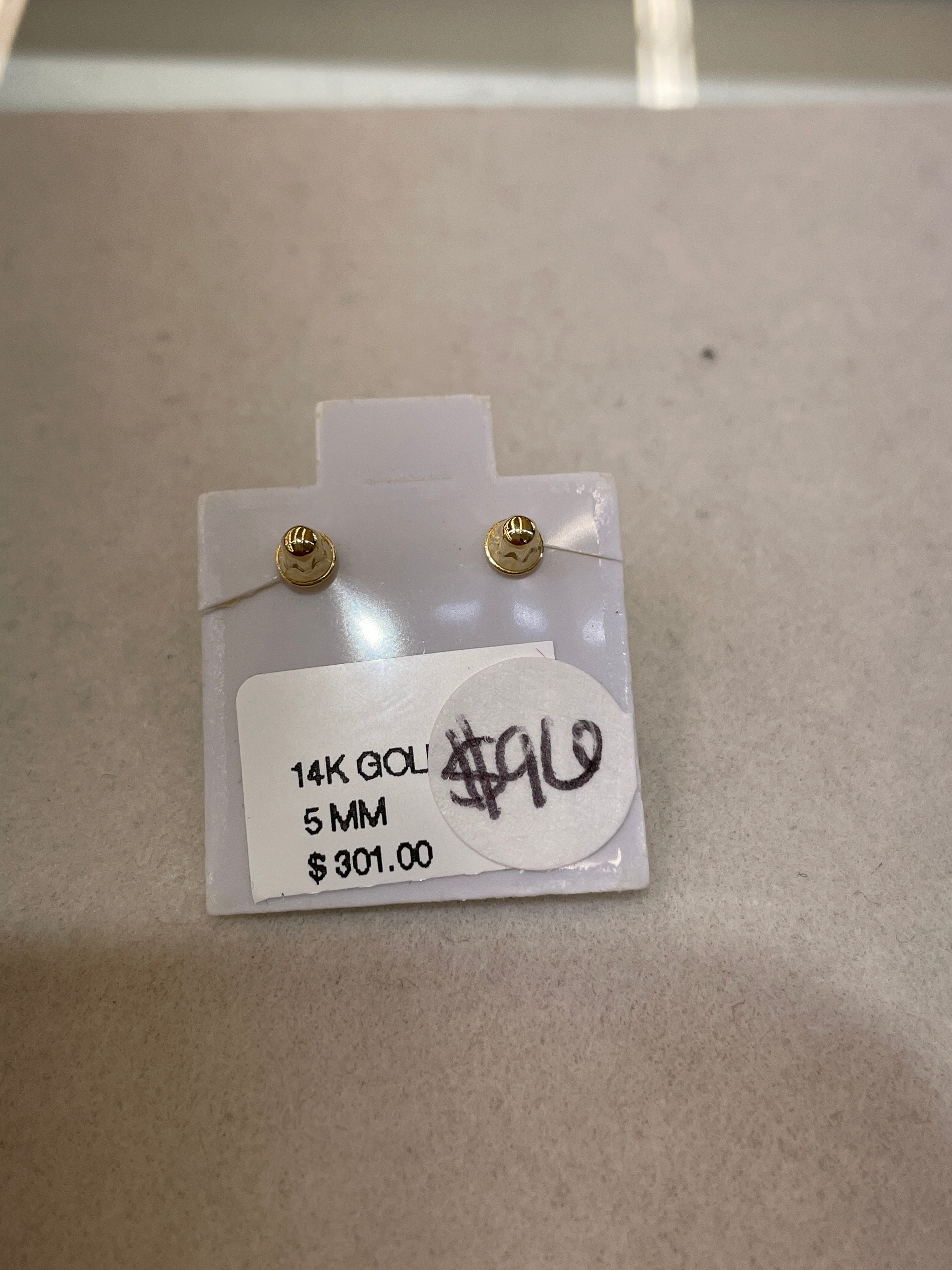 14K Gold 5mm Black Square CZ Earrings