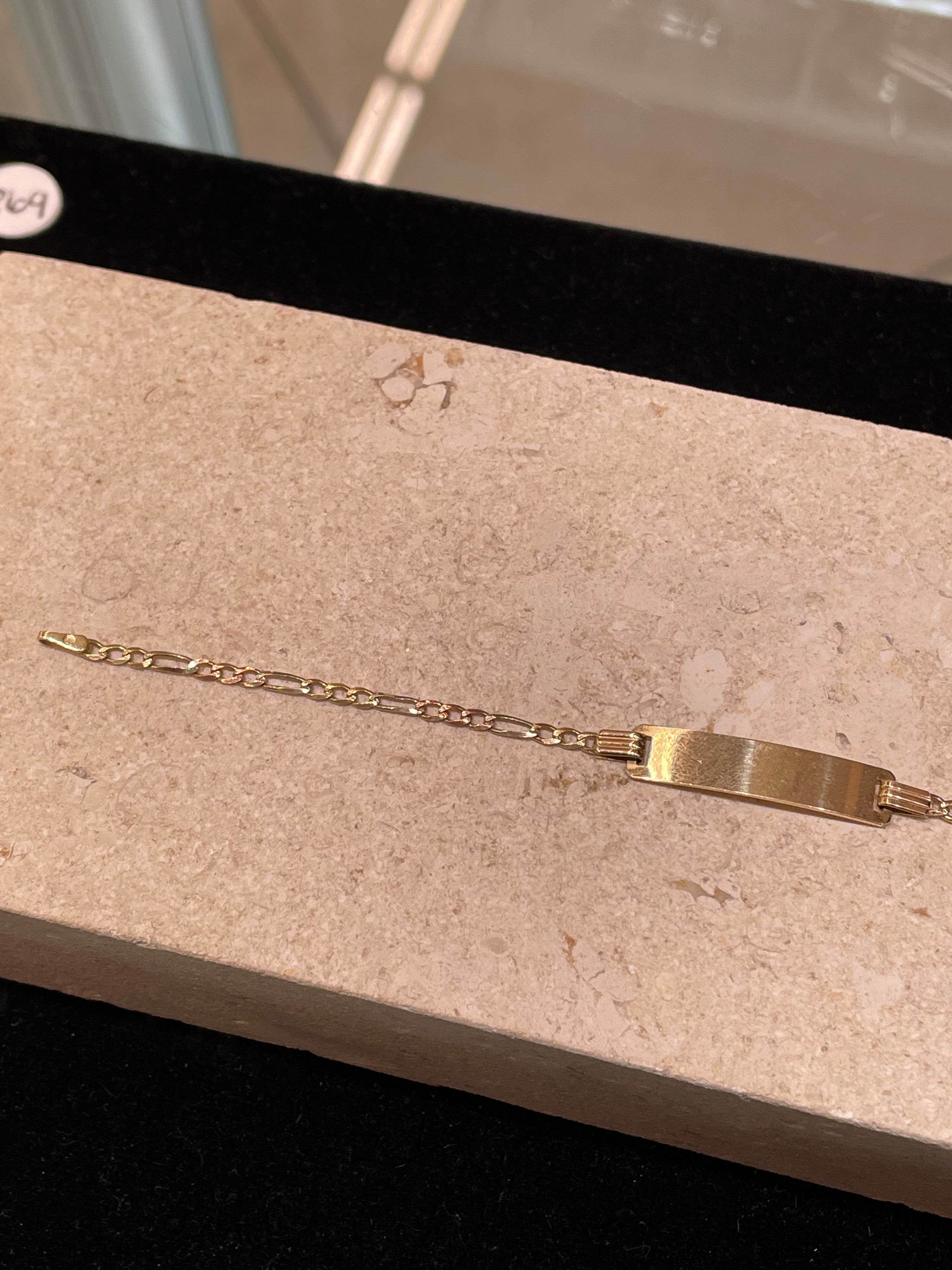 14K Gold Baby ID Figaro Bracelet