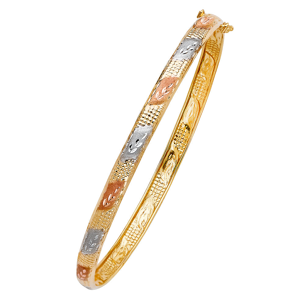 14k gold tri color leaf bangle(52)