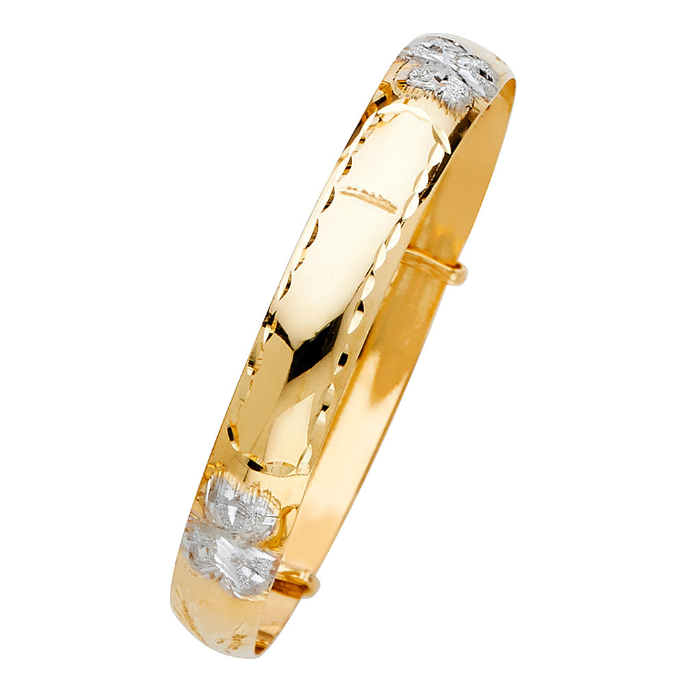 14k gold baby adjustable heart bangle