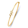 14K yellow gold baby bangle with bow design, flexible 4-inch round bracelet, perfect baptism or birthday gift