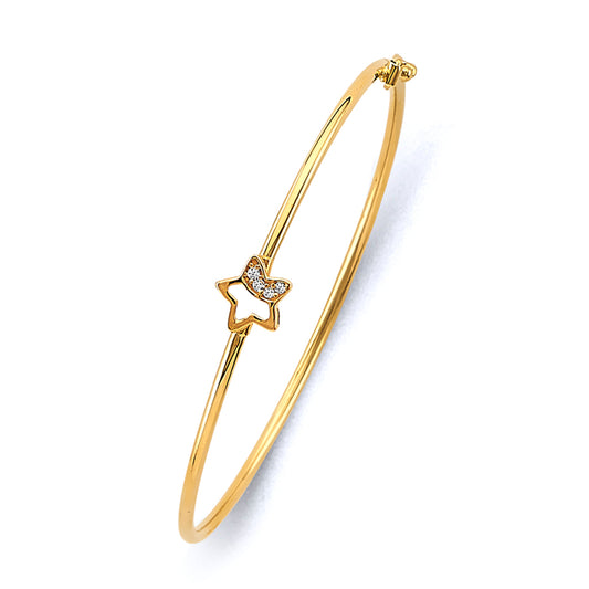 14K gold baby bangle, star baby bracelet, 14K gold children’s jewelry, baby keepsake bangle, gold star baby bracelet