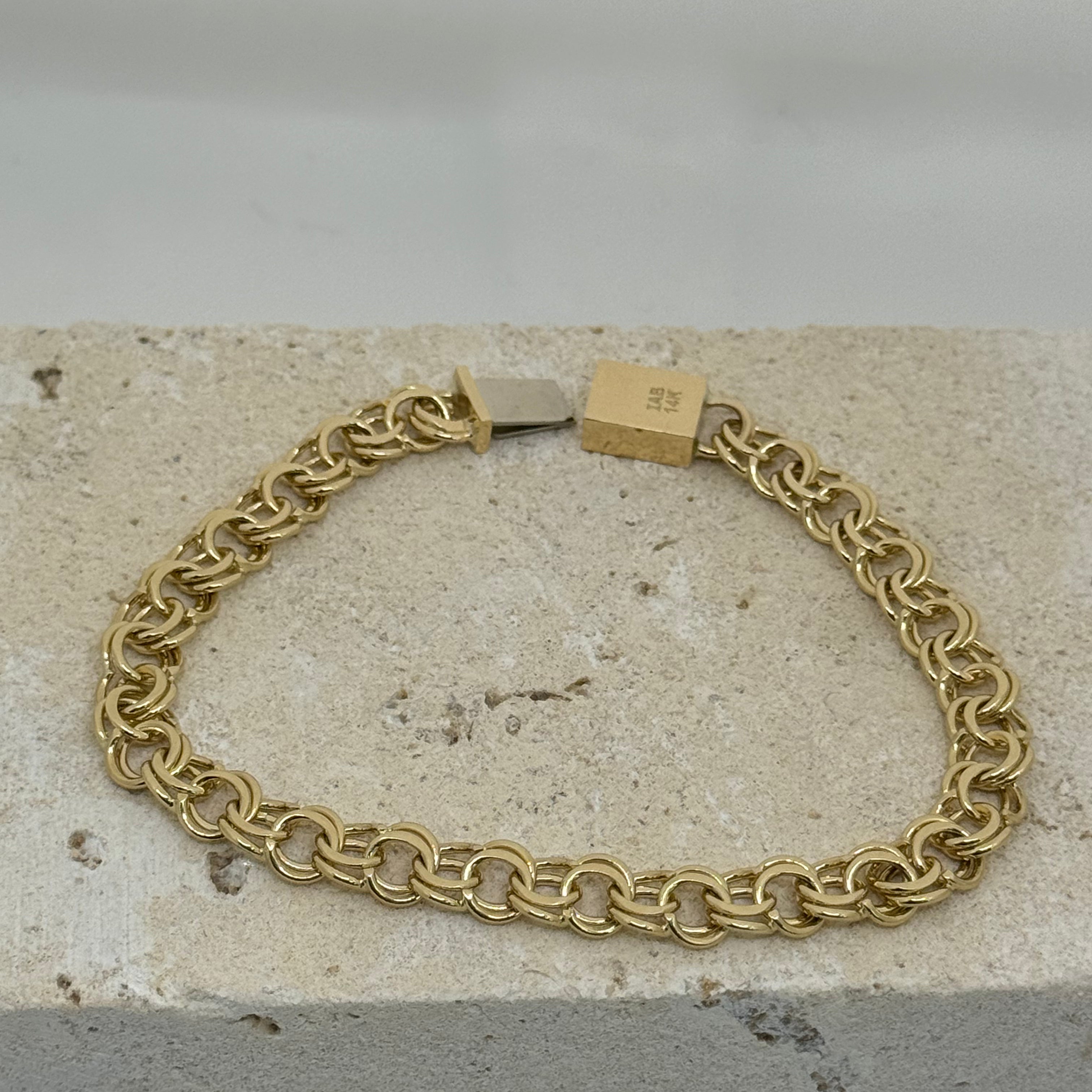 14k gold solid chino link bracelet (8 inches)