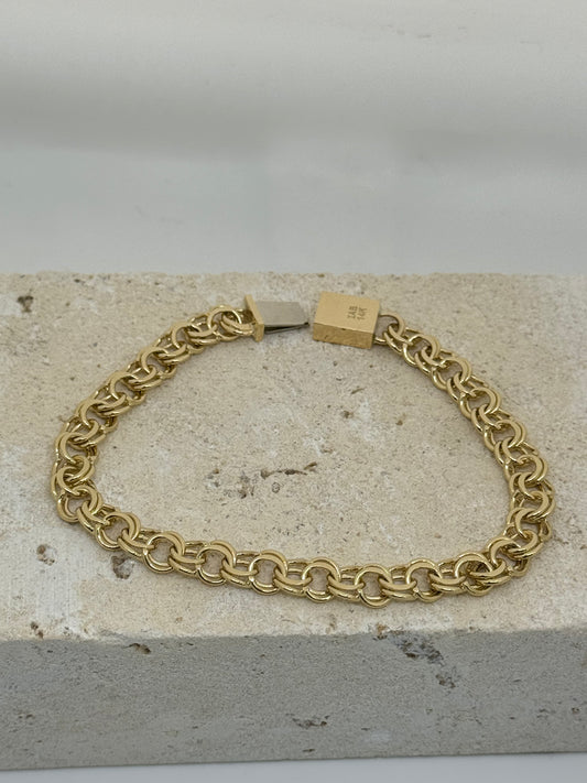 14k gold solid chino link bracelet (8 inches)