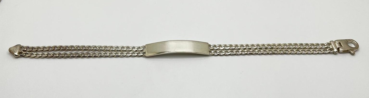 9” Double Cuban Link ID Bracelet – 925 Silver