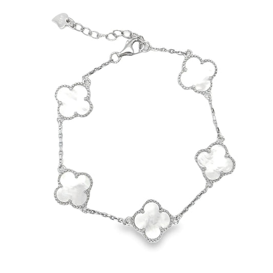 white clover bracelet - 925 silver