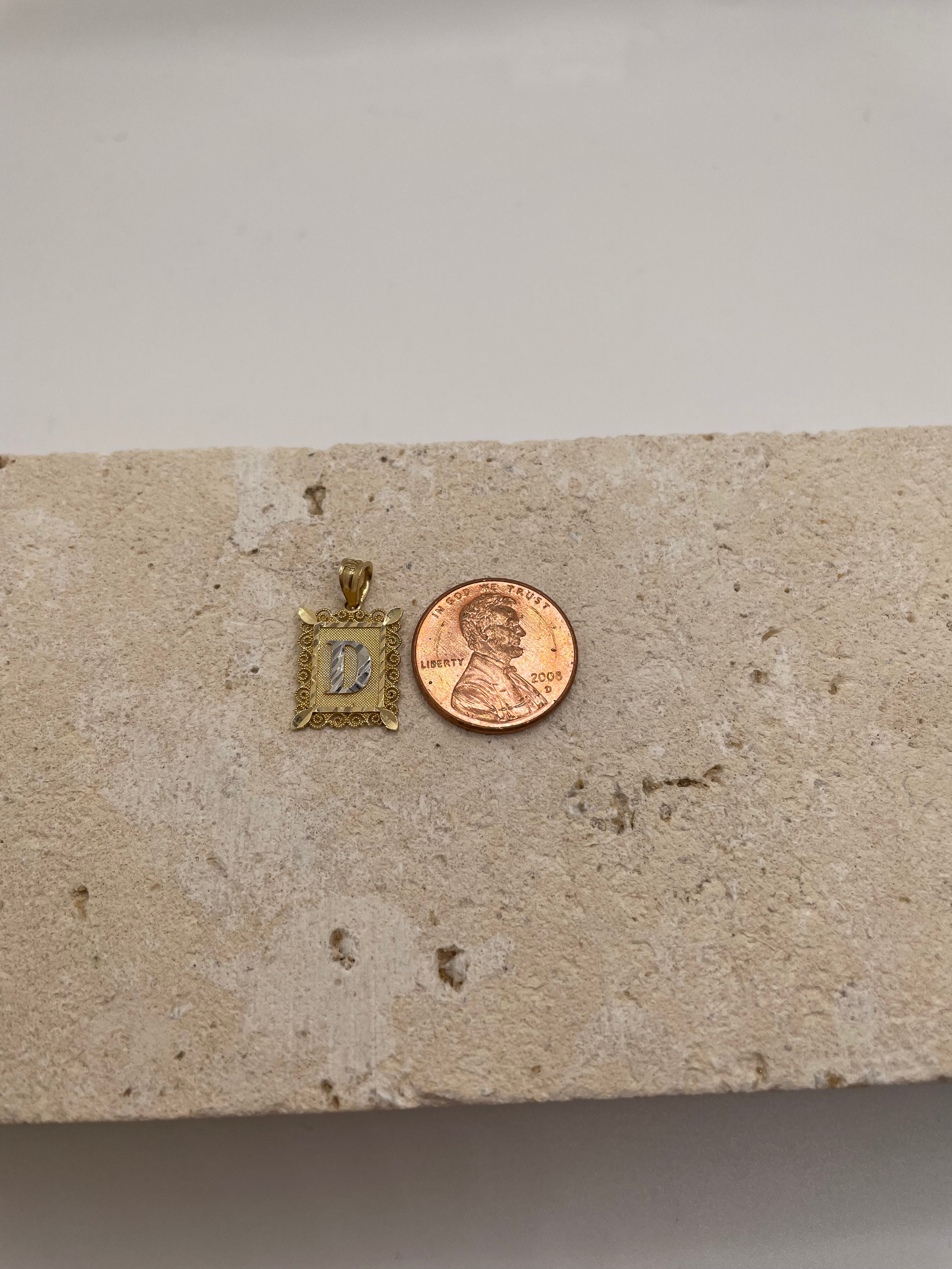 14k gold square initial pendant(small)