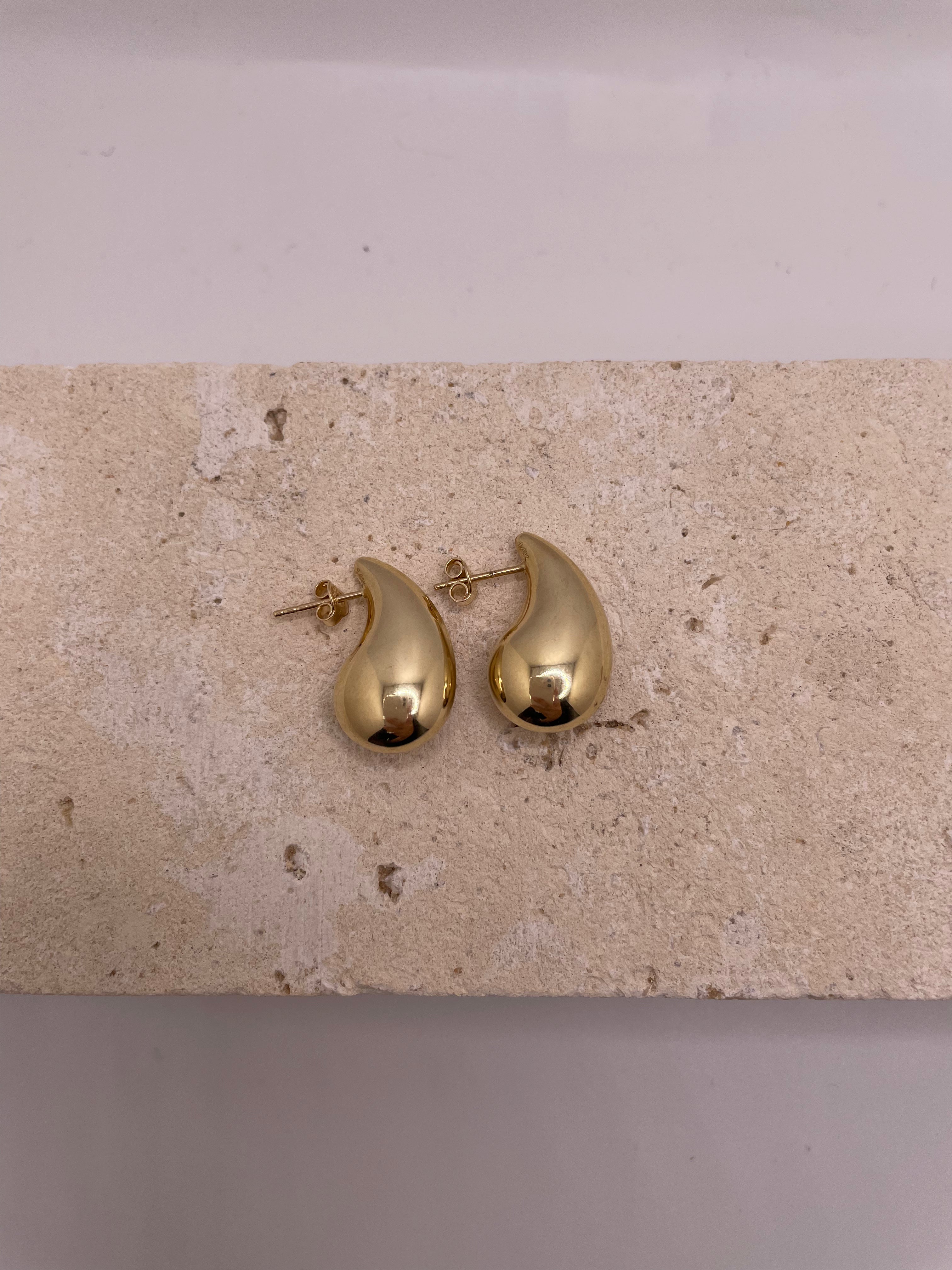 14k gold large tear drop earrings