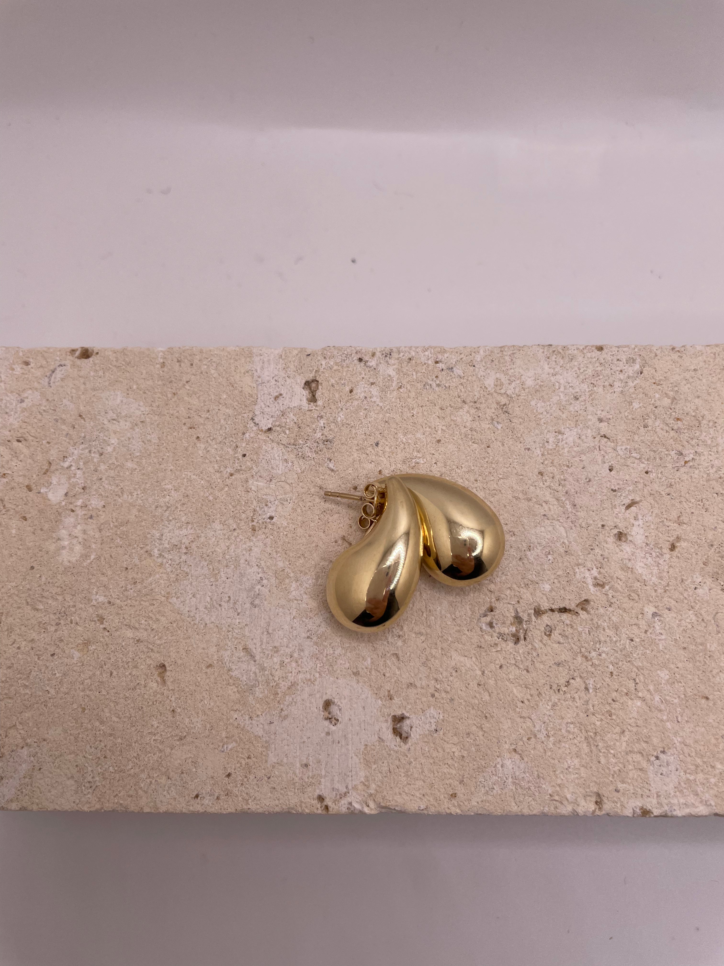 14k gold large tear drop earrings