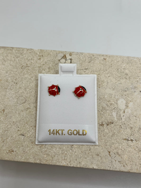 14K Ladybug Earrings