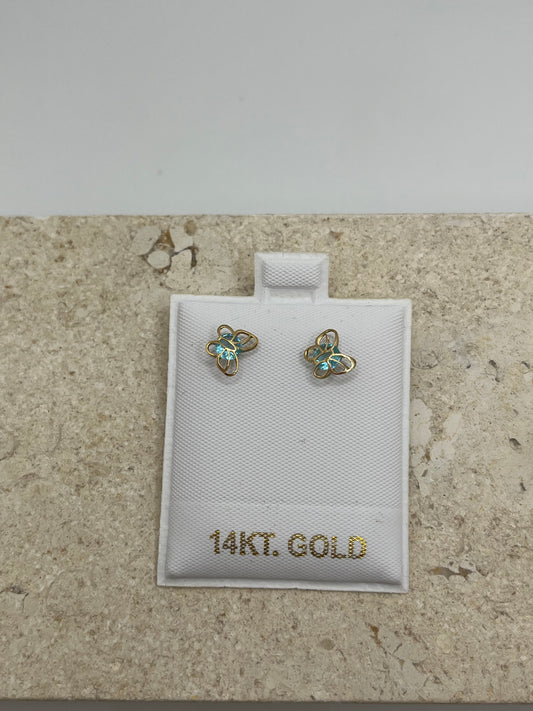14K Blue Butterfly Earrings