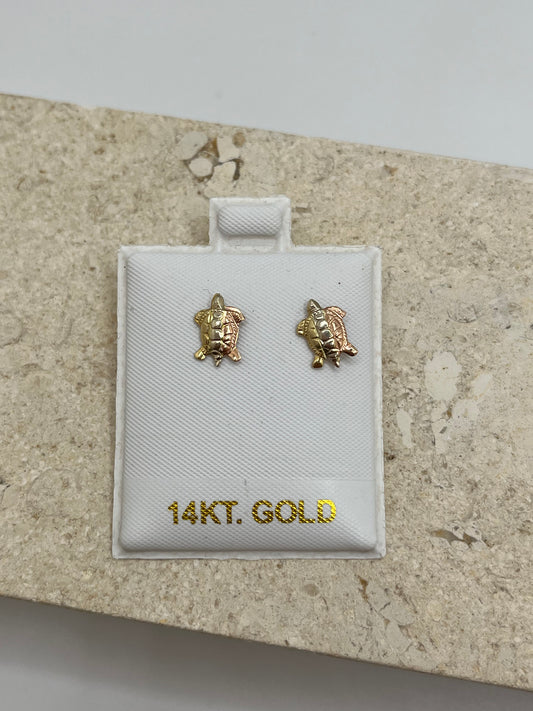 14K Turtle Earrings