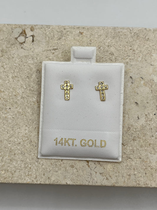 14K Cross Earrings