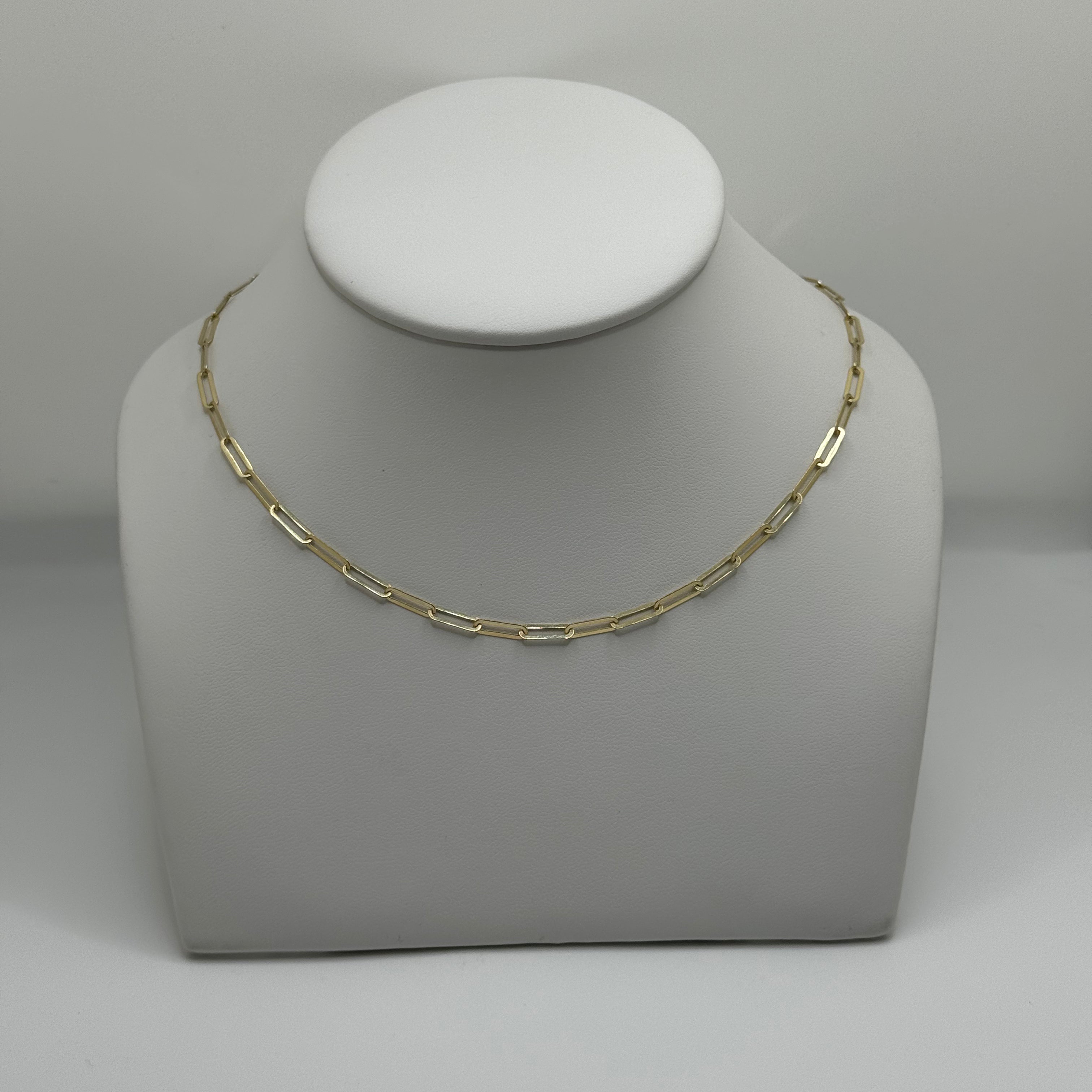 14k solid gold paperclip necklace 16 inches