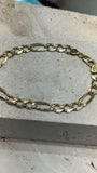 Pulsera Figaro de oro macizo de 14 quilates de 6,9 ​​mm y 8,5"