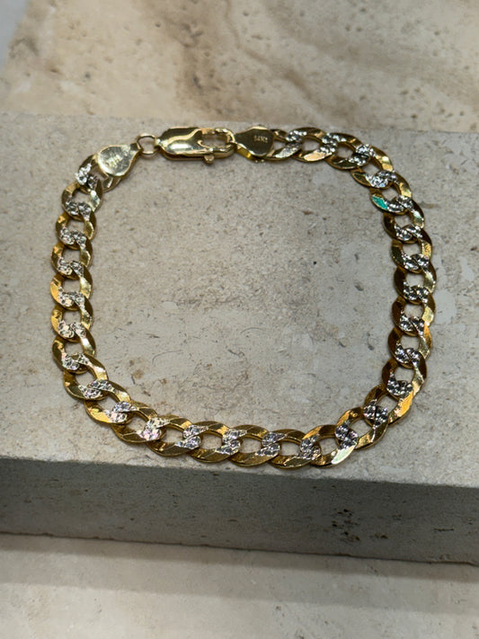 14k solid gold 8.5mm diamond cut cuban bracelet 8.5"