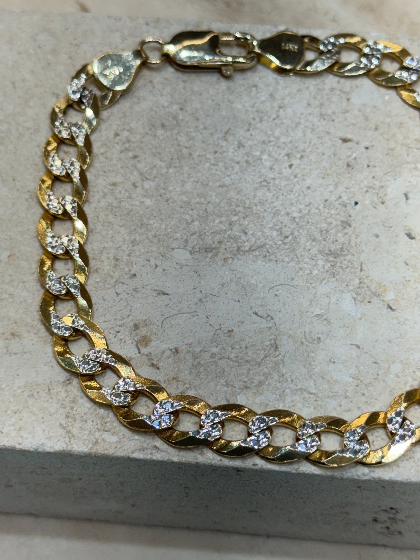 14k solid gold 8.5mm diamond cut cuban bracelet 8.5"