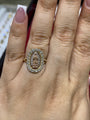 14K Tri-Color Guadalupe CZ Halo Ring – Our Lady of Guadalupe Faith Ring with CZ Stones, Real 14K Gold Religious Jewelry