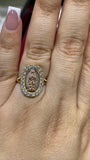 14K Tri-Color Guadalupe CZ Halo Ring – Our Lady of Guadalupe Faith Ring with CZ Stones, Real 14K Gold Religious Jewelry