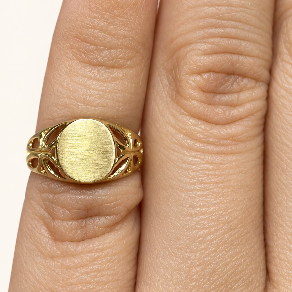 14K Yellow Gold Baby Signet Ring or Womens Pinky Ring