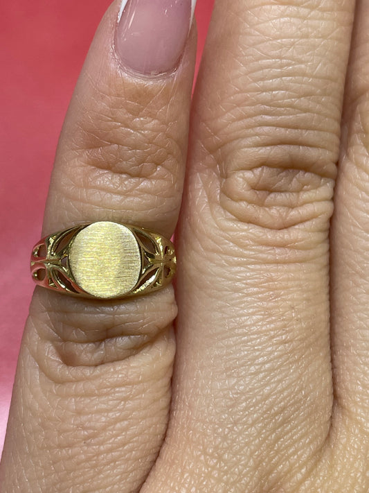 14K Yellow Gold Baby Signet Ring or Womens Pinky Ring