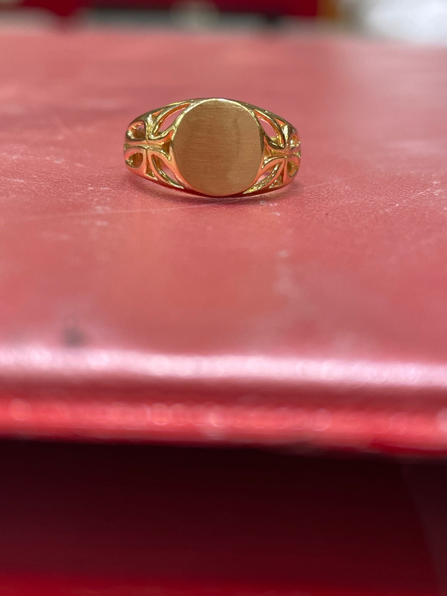 14K Yellow Gold Baby Signet Ring or Womens Pinky Ring
