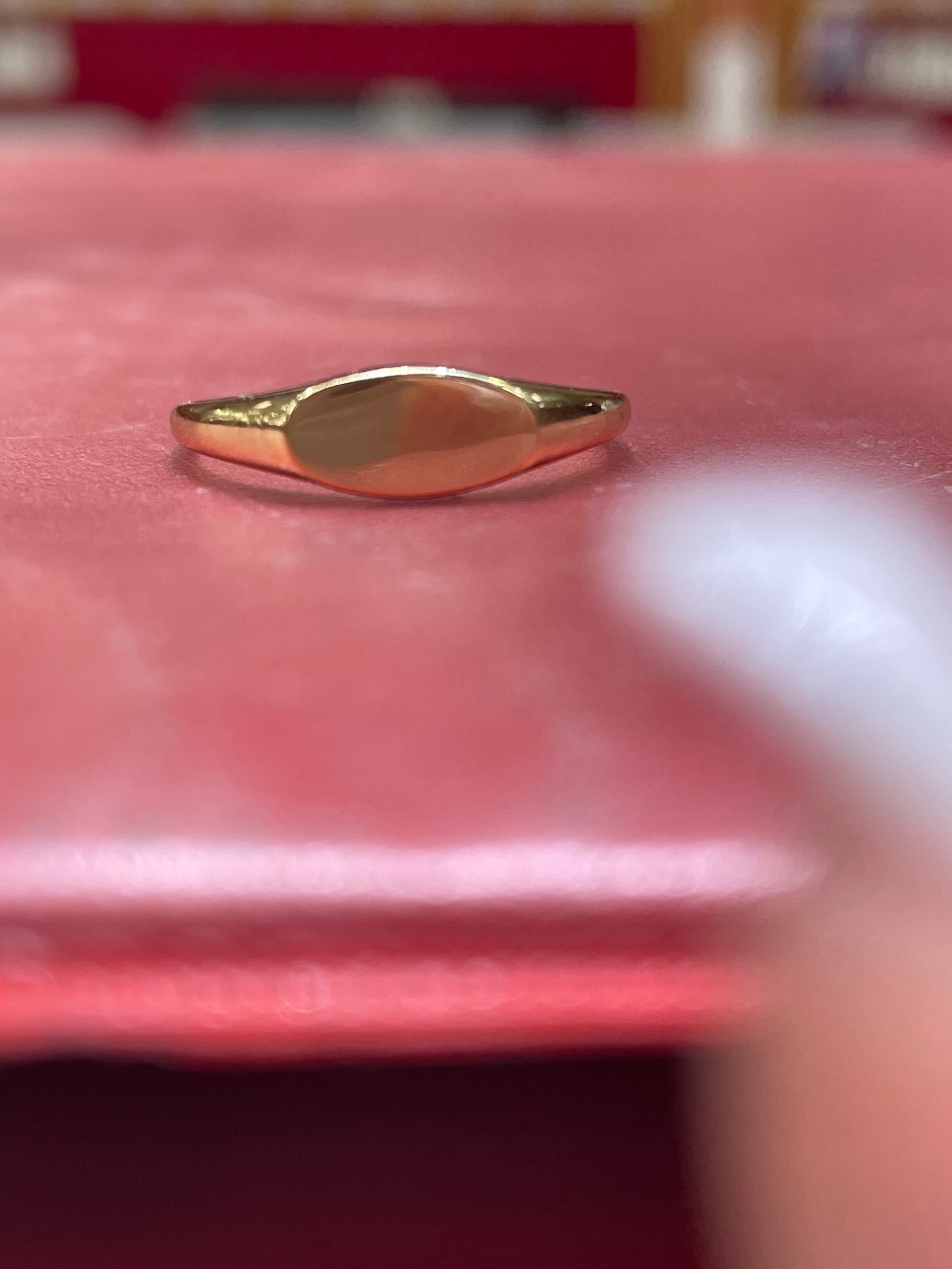 14K Gold Oval Baby Signet Ring or Women's Pinky Ring