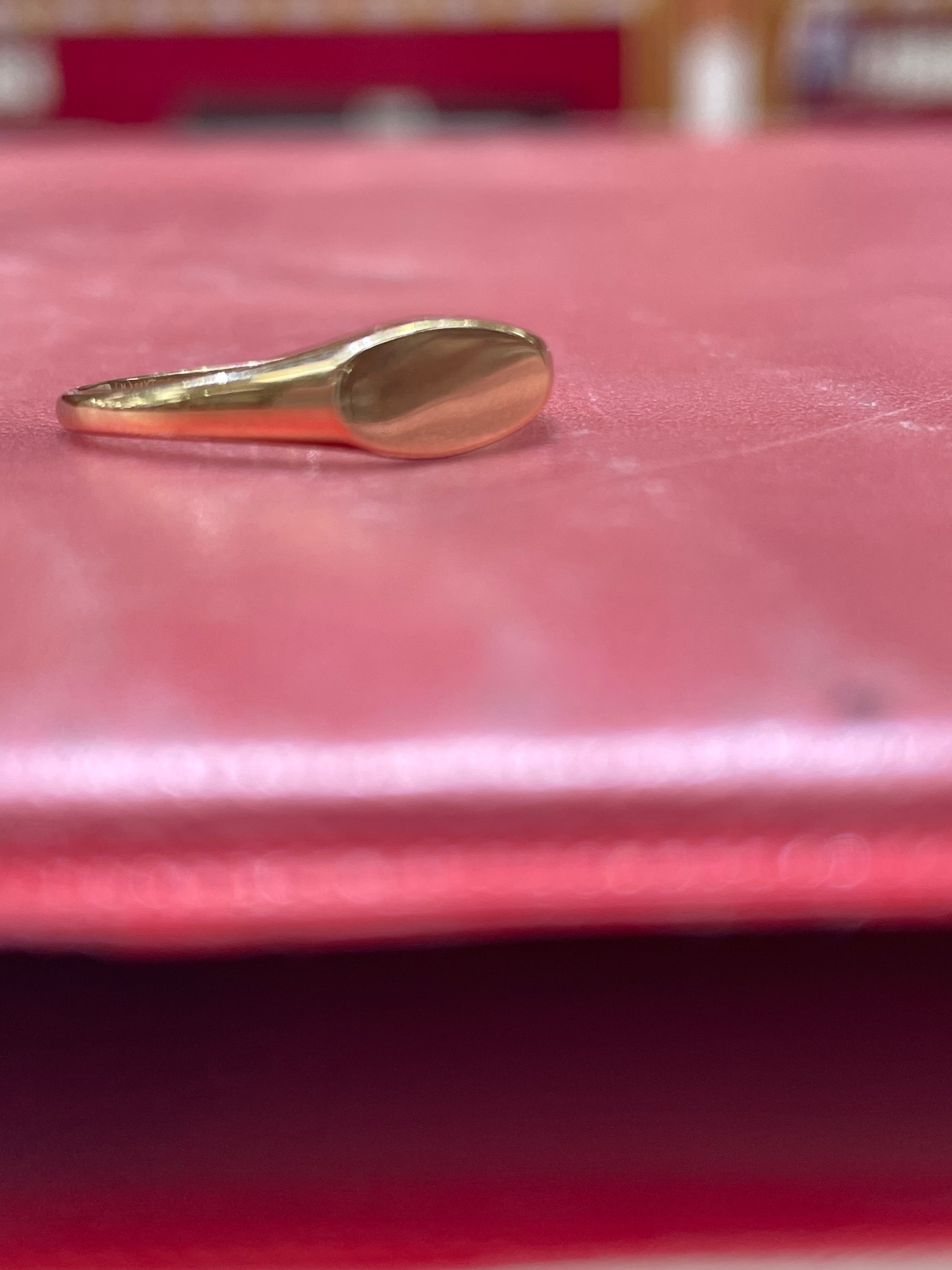 14K Gold Oval Baby Signet Ring or Women's Pinky Ring