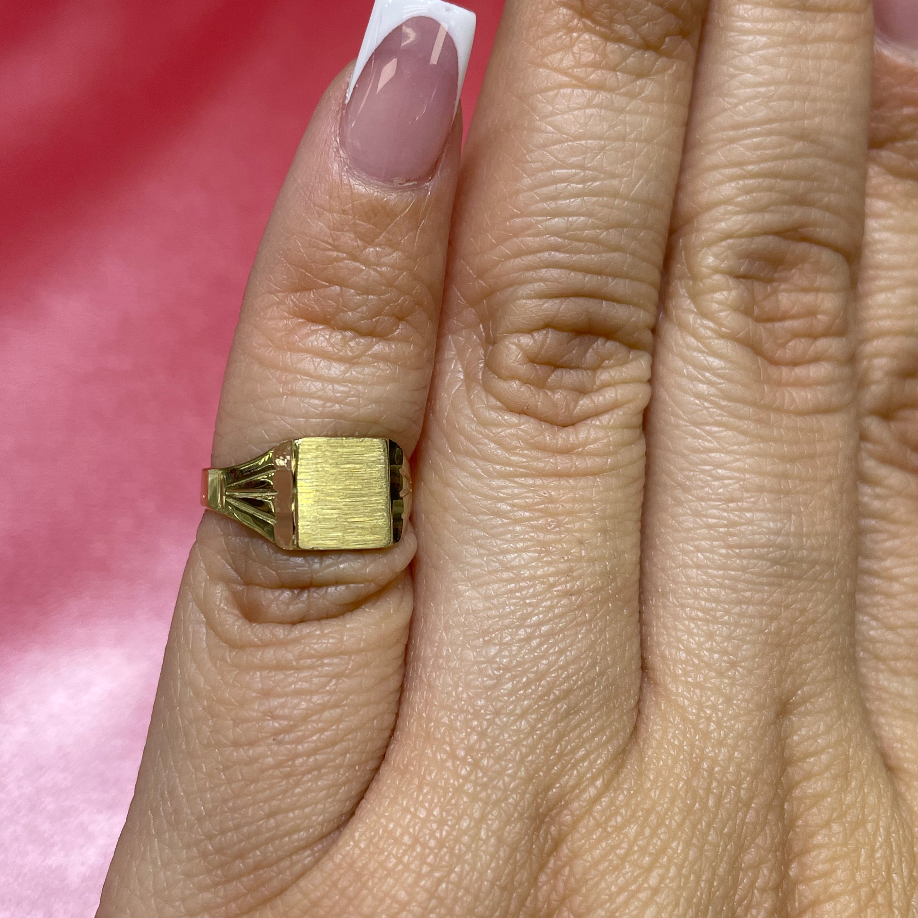 14K Gold Square Signet Baby Ring or Womens Pinky RIng