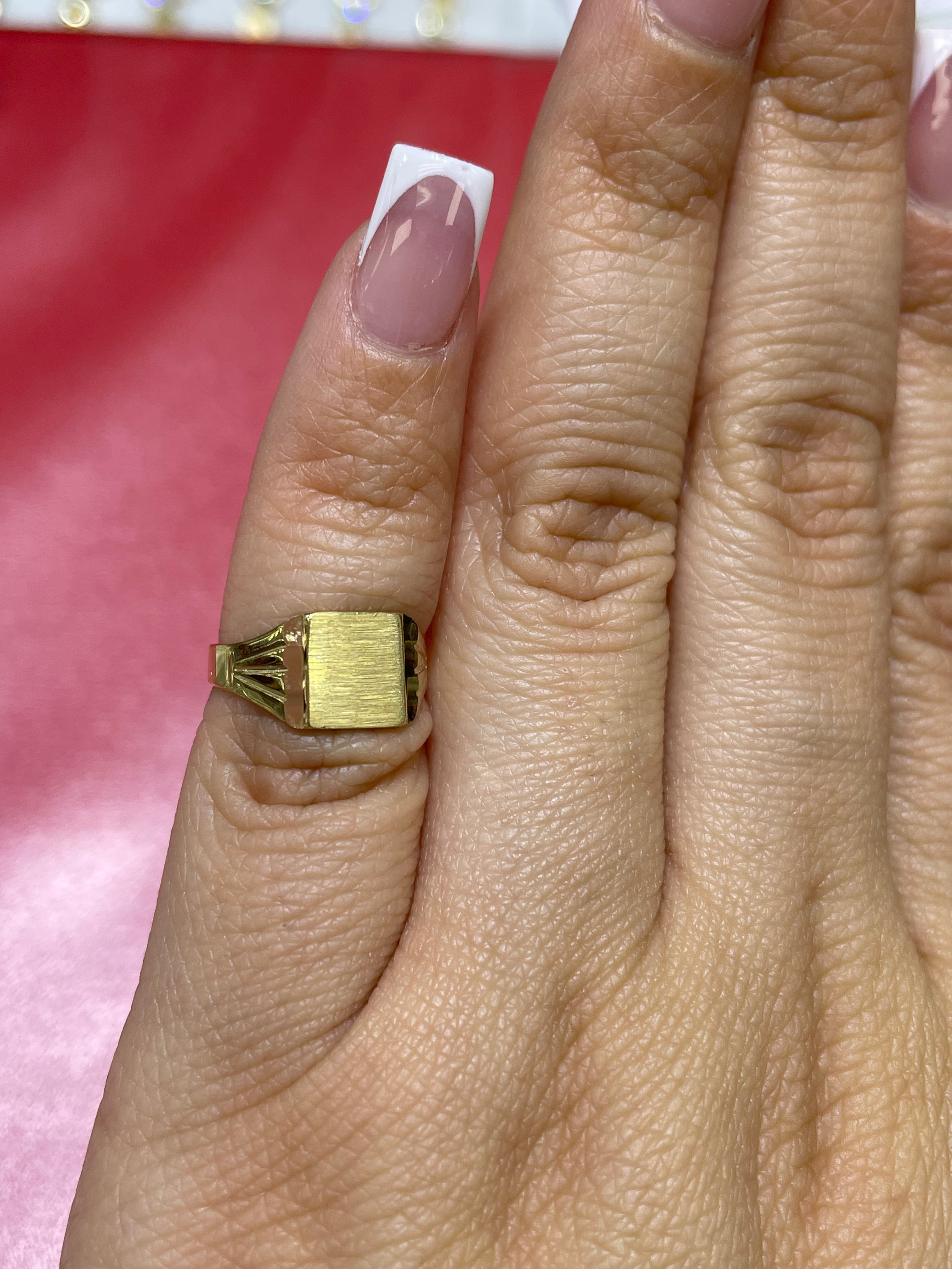 14K Gold Square Signet Baby Ring or Womens Pinky RIng
