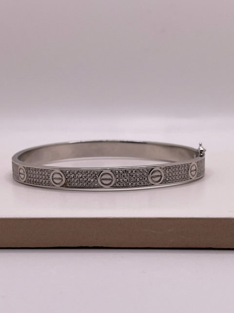 eternal love cz bangle - 925 silver