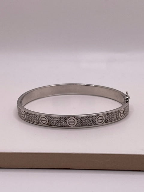eternal love cz bangle - 925 silver