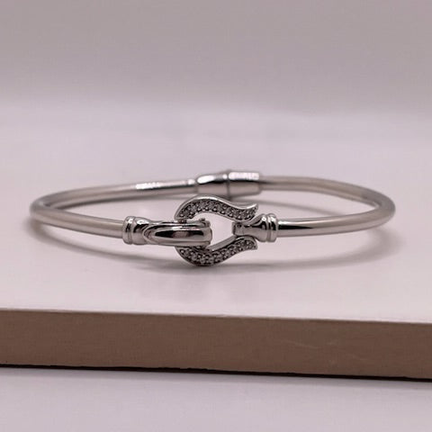buckle cz bangle - 925 silver