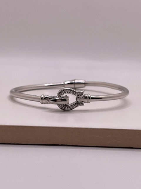 buckle cz bangle - 925 silver