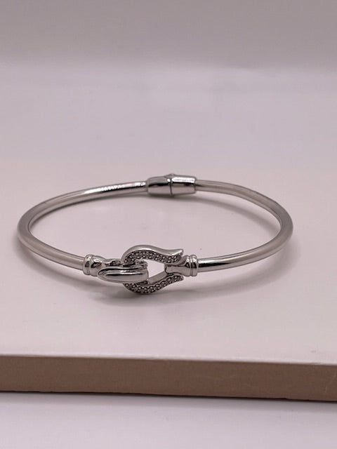buckle cz bangle - 925 silver
