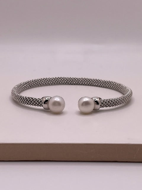 pearl twist cable bangle - 925 silver