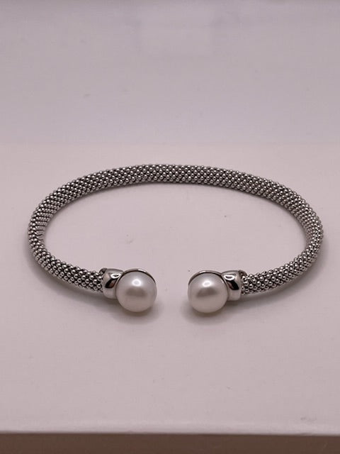 pearl twist cable bangle - 925 silver