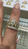 14K Gold Quinceañera Crown Ring, 15 Años Ring, Sweet 15 CZ Crown Ring, 14K Real Gold Quince Ring, 15 Anos Gold Jewelry, 14K Gold CZ Crown Band, Authentic Gold Quinceañera Jewelry, Princess Crown Ring 14K