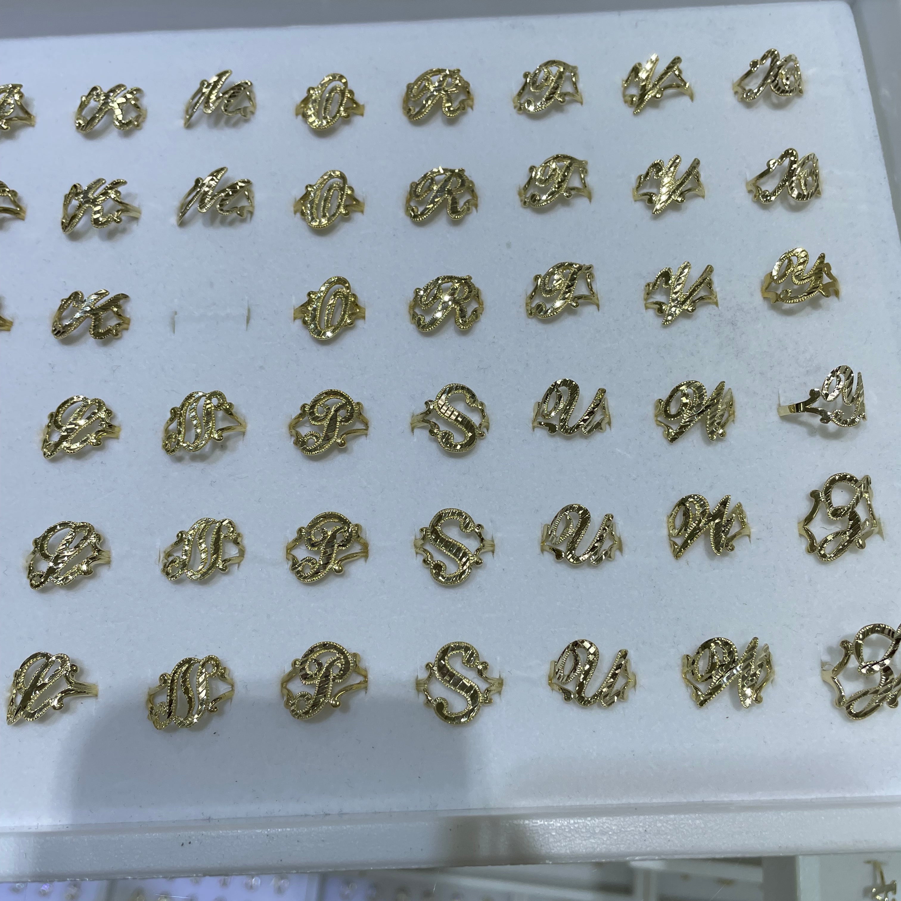 14k gold “q” cursive initial ring