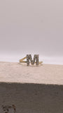 14k gold two tone cz initial ring