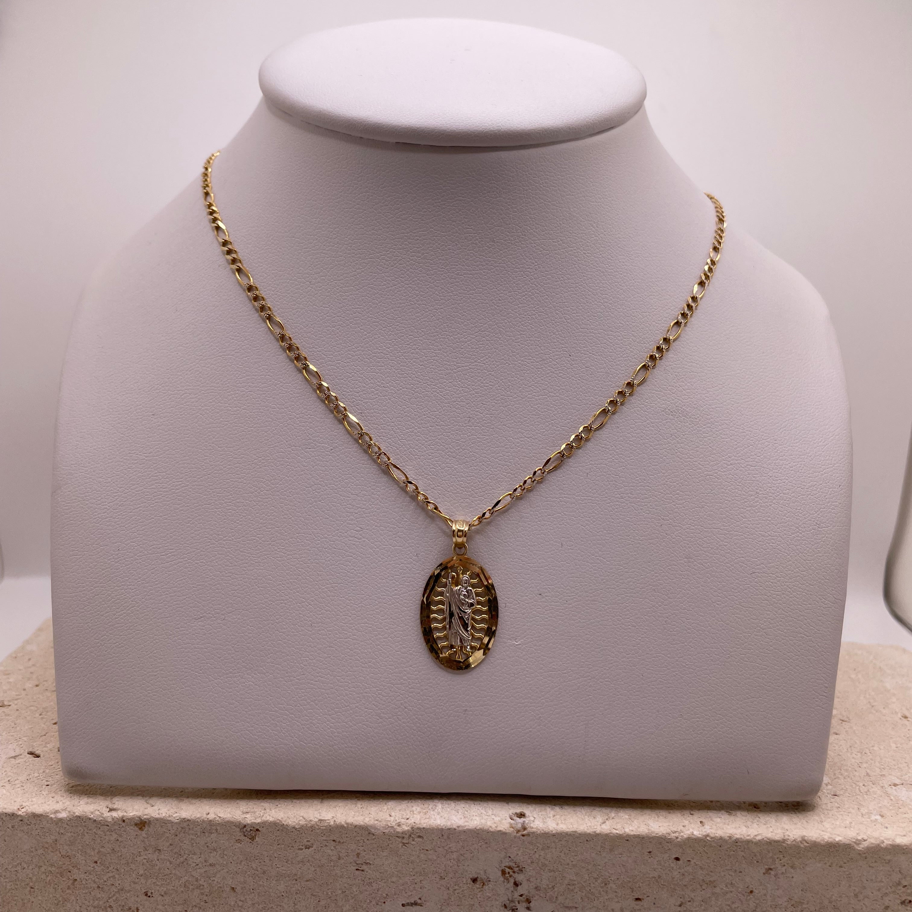 14k gold san judas chain set