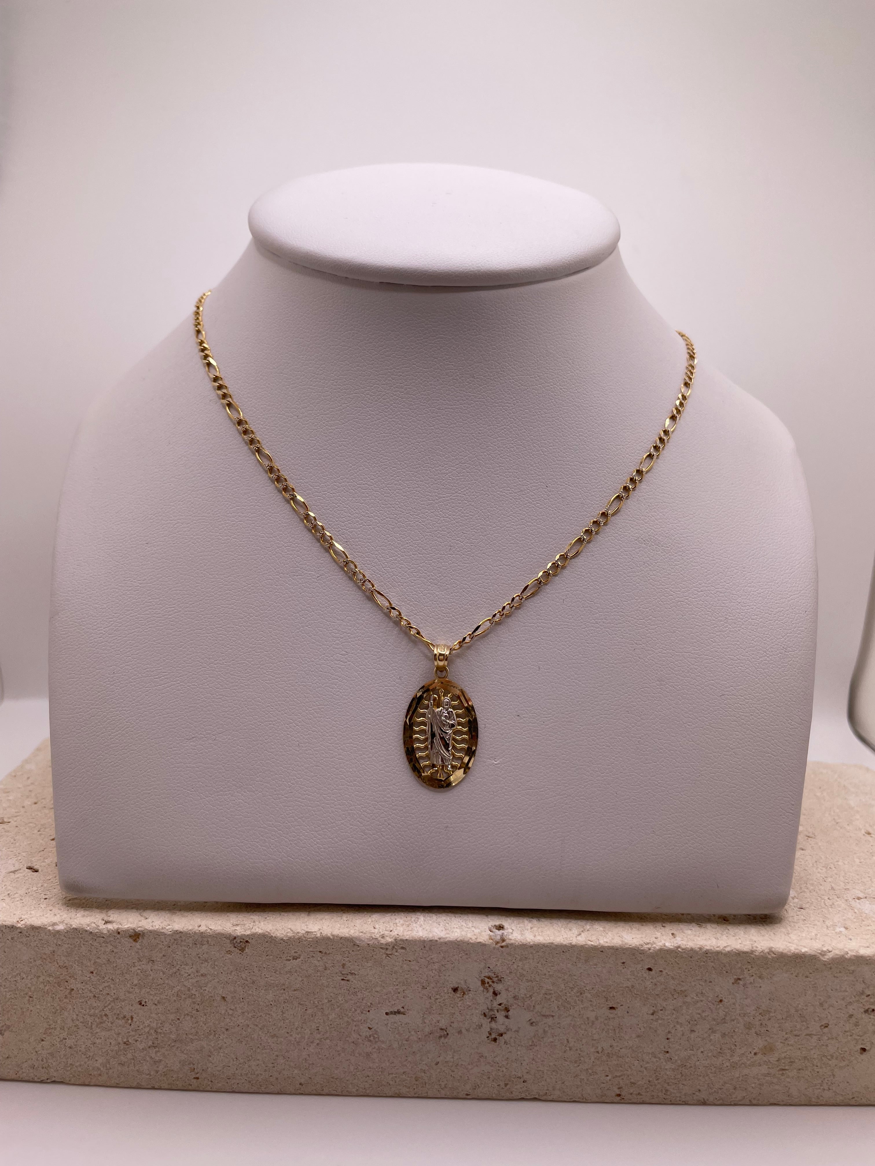 14k gold san judas chain set