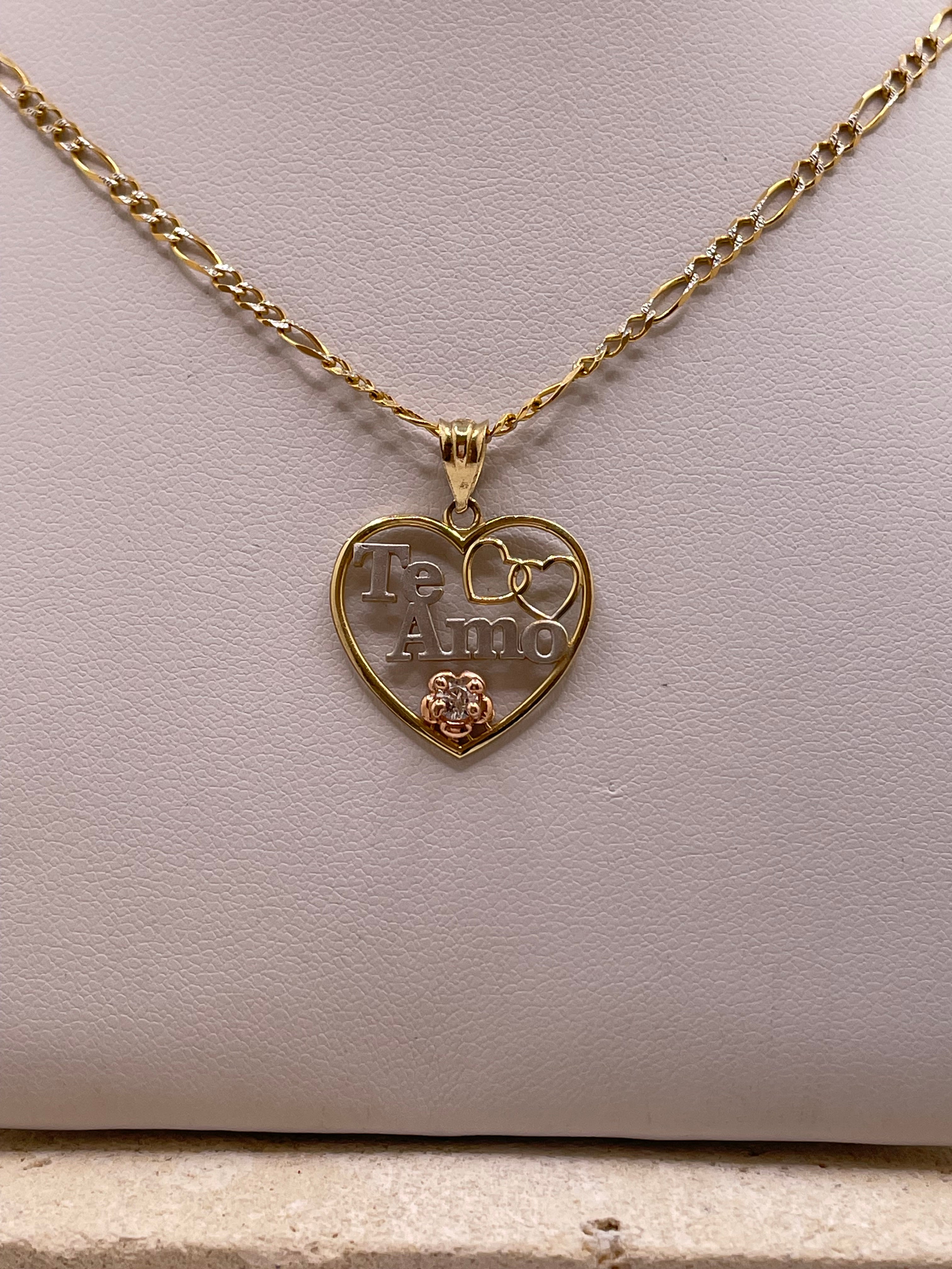 14k gold te amo chain set