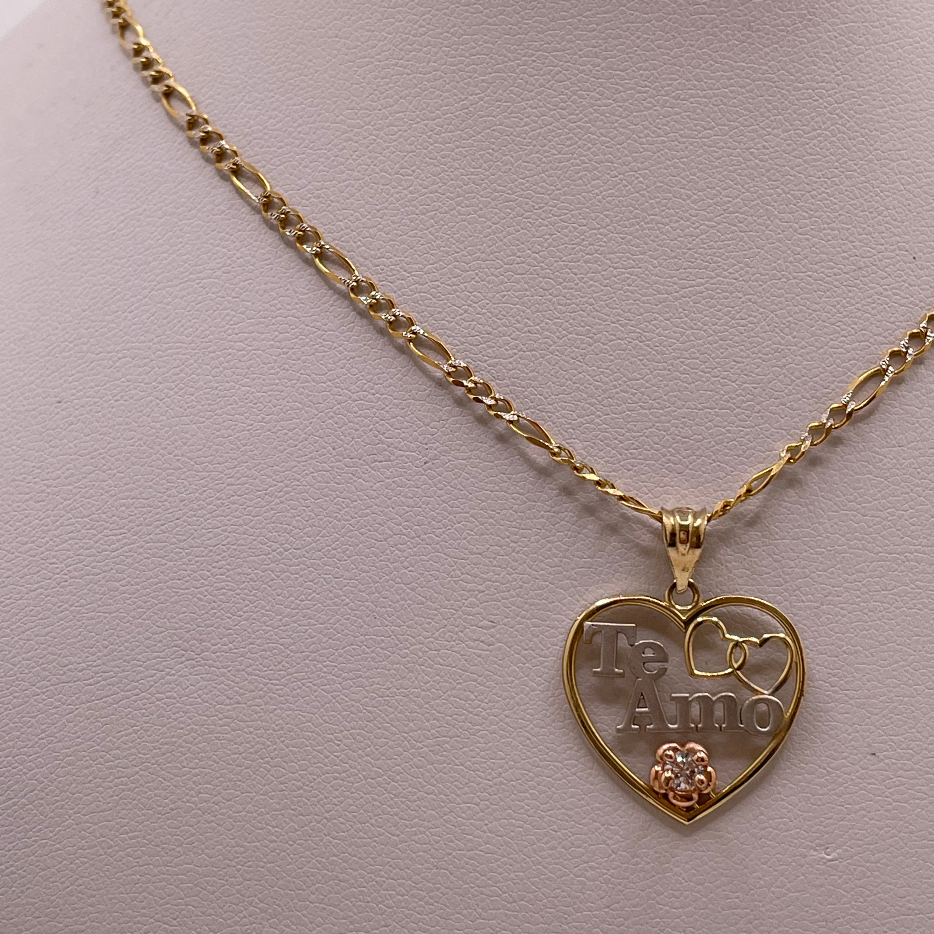 14k gold te amo chain set