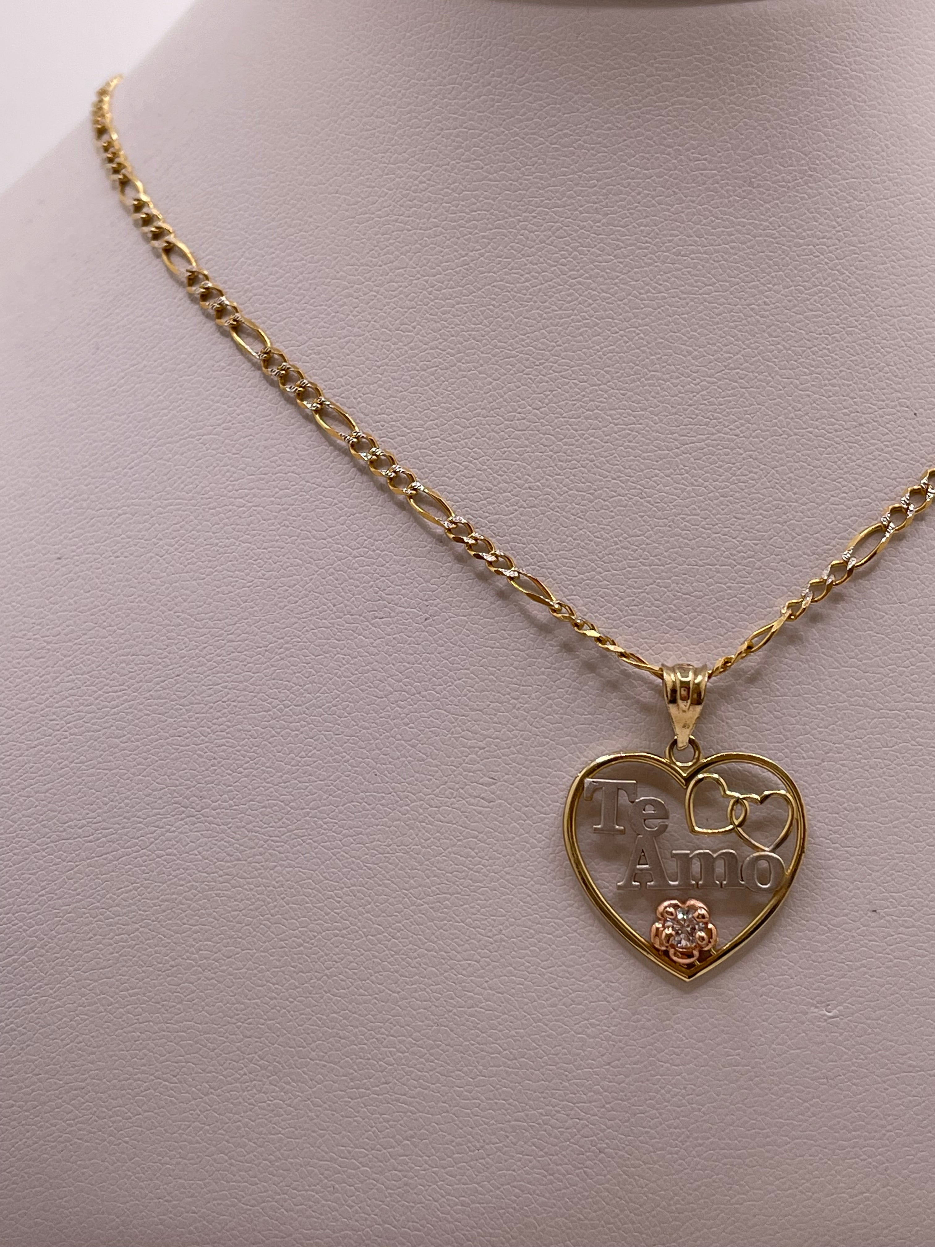 14k gold te amo chain set